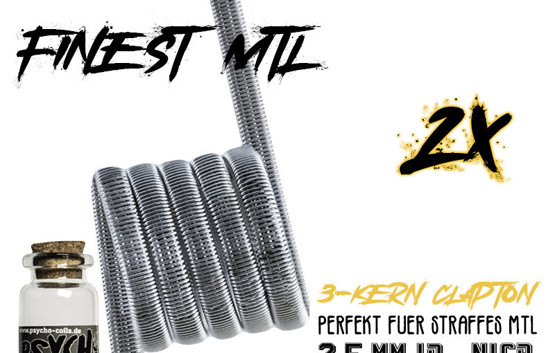 Handmade – MTL Coils – 3-Kern Fine Fused Clapton – 1 Ohm – 2,5 mm ID