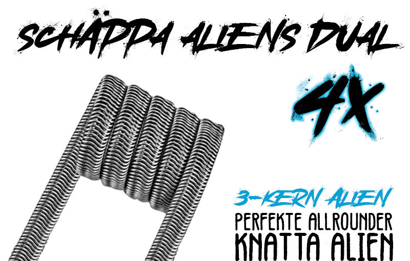 Schäppa Aliens Knattercoils - 3-Kern, 0,18 Ohm, 3mm ID für RDA, RTA, RDTA