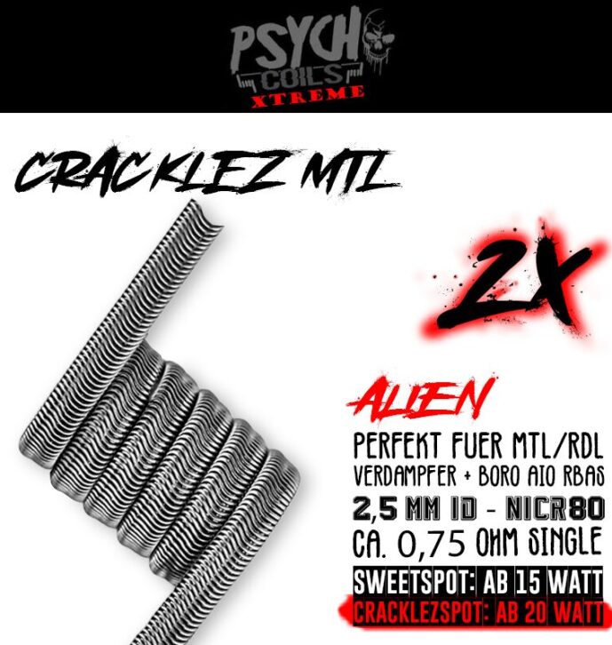Cracklez MTL – Alien Clapton Coil für RDL/MTL – Handmade Coils (2 Stk.) Cracklez MTL – Alien Clapton Coil für RDL/MTL – Handmade Coils (2 Stk.)